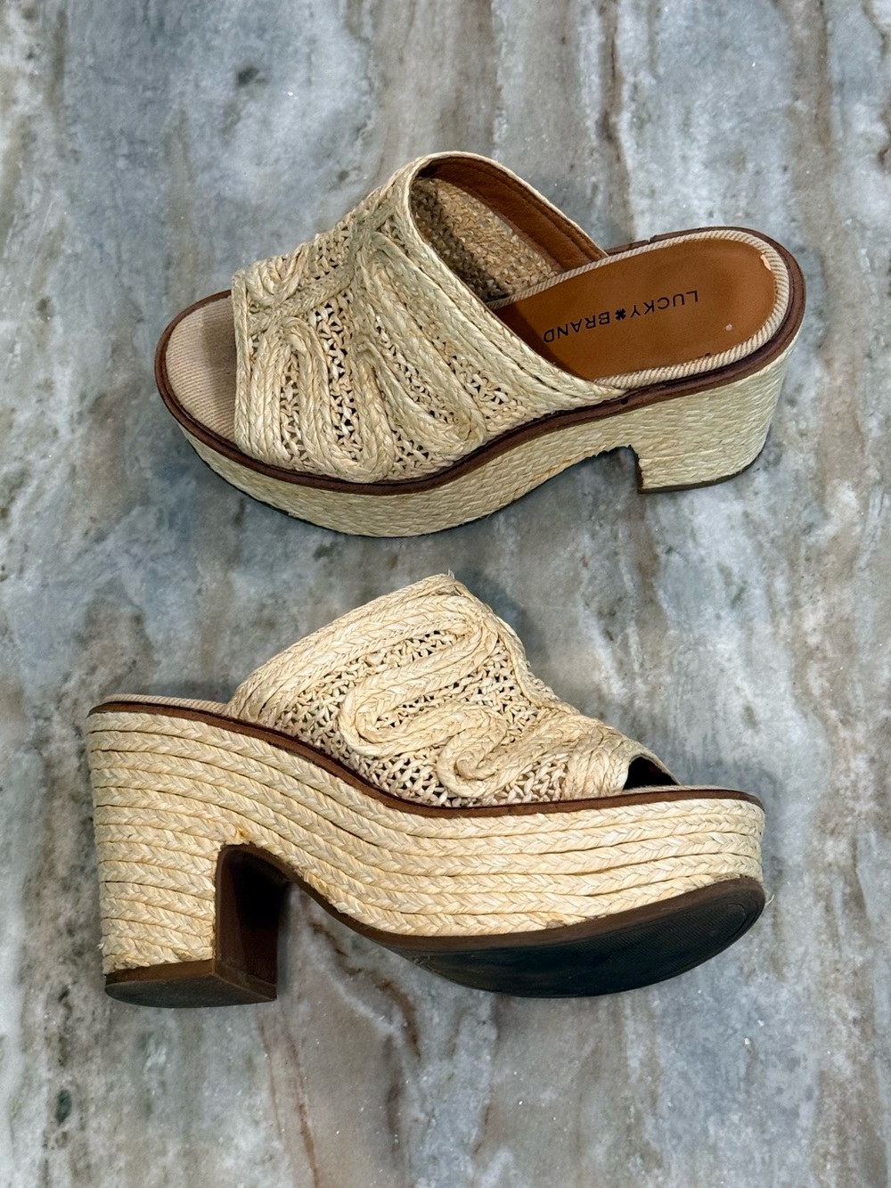 Women’s LUCKY BRAND Natural woven platform mule sandals- Size 6 - Picture 5 of 7